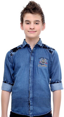 

MashUp Boys Printed Casual Blue, Black Shirt