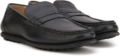 Pavers England Genuine Leather Loafers For Men(Black