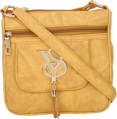 

Style Villaz Women Casual Yellow Leatherette Sling Bag