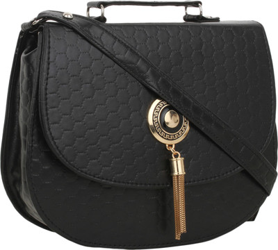 

Style Villaz Women Casual Black Leatherette Sling Bag