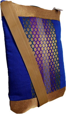 

AUK Women Casual Gold, Blue Silk, Brocade Sling Bag, Blue;gold