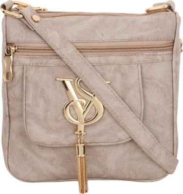 

Style Villaz Women Casual Beige Leatherette Sling Bag