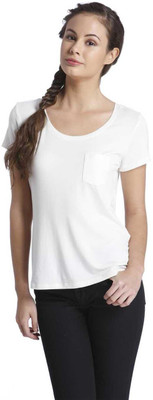 

Only Solid Women's Round Neck White T-Shirt, Cloud dancer