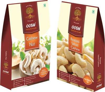 

Oosh Plain Cashewnut 200g & Roasted Salted Cahsewnut 250g Cashews(450 g, Box)