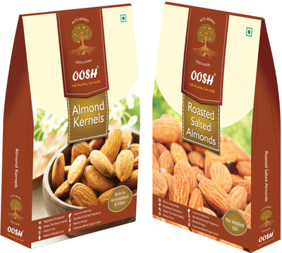 

Oosh Plain Almond Kernels 250g & Roasted Almond Kernel 250g Almonds(500 g, Box)