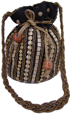 

The Living Craft The Living Craft Chain-Stitch-Style Beaded Satin Potli Potli(Multicolor)