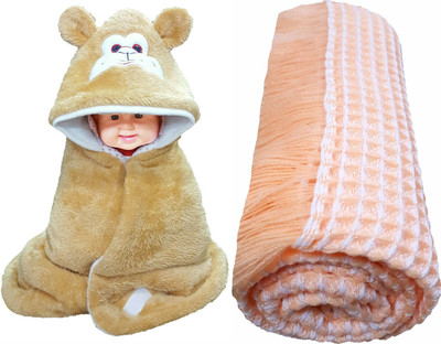 

Brandonn Printed  Hooded Baby Blanket(Polyester, Beige