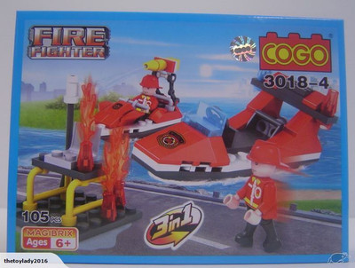 ToysBuggy Cogo Fire Fighter Block Set - 3018-4(Multicolor)