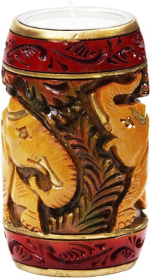 

Craft Junction HandCrafted Curved Elephant Design Wooden 1 - Cup Tealight Holder(Multicolor, Pack of 1)
