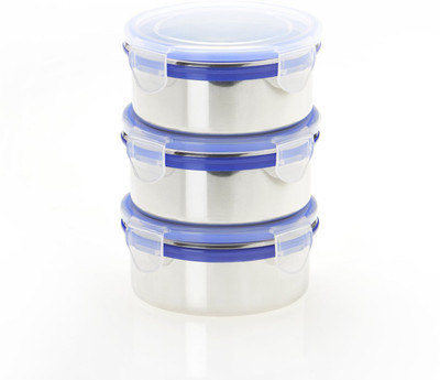 

Nonu Containers - 350 ml Steel Grocery Container(Pack of 3, Blue)
