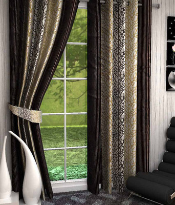 

curtainhub 274 cm (9 ft) Polyester Long Door Curtain (Pack Of 2)(Floral, Green)