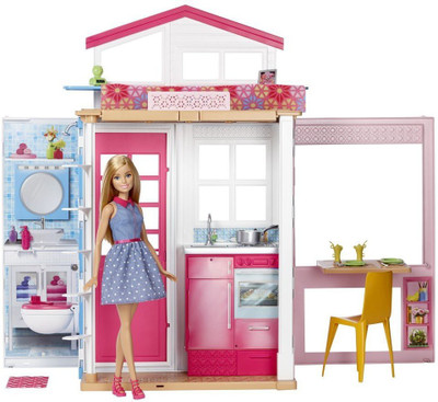 Barbie Barbie 2 Story House and Doll(Pink)