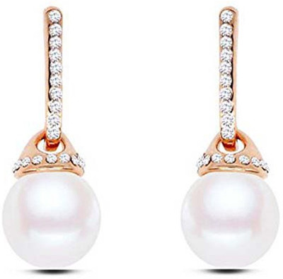 Shining Diva 18k AD Pearl Stylish Fancy Party Wear Pearl Alloy Drops & Danglers