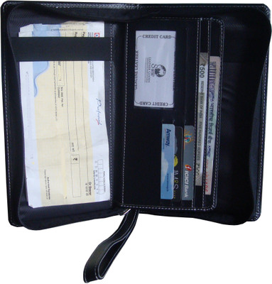 

SAW LEATHER GOODS Faux Leather Cheque Book Holder(Set Of 1, Black)