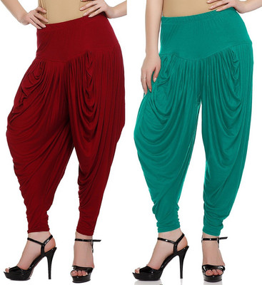 

TRUEWAY Solid Cotton Viscose Blend Girls Harem Pants, Multicolor