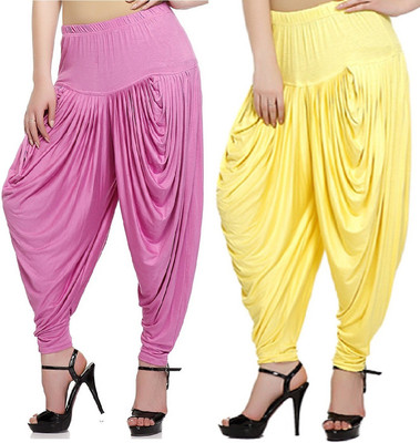 

TRUEWAY Solid Cotton Viscose Blend Girls Harem Pants, Multicolor