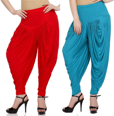 

TRUEWAY Solid Cotton Viscose Blend Girls Harem Pants, Multicolor