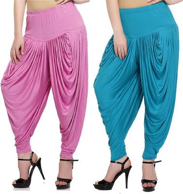 

TRUEWAY Solid Cotton Viscose Blend Girls Harem Pants, Multicolor