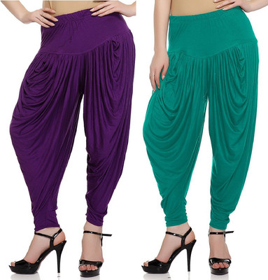 

TRUEWAY Solid Cotton Viscose Blend Girls Harem Pants, Multicolor