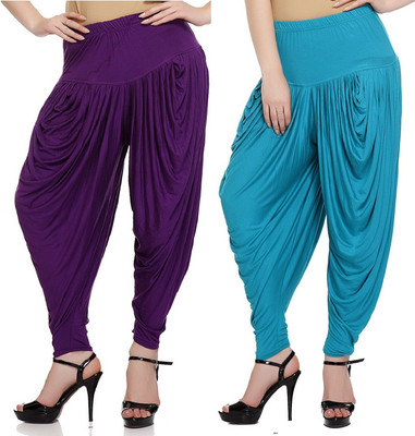 

TRUEWAY Solid Cotton Viscose Blend Girls Harem Pants, Multicolor