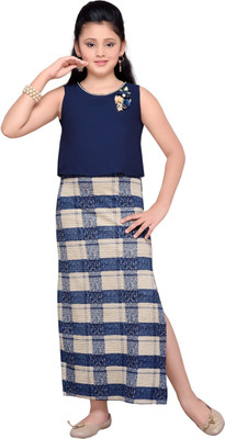 

Hunny Bunny Girls Maxi/Full Length Party Dress(Blue, Sleeveless, Navy blue