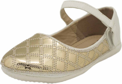 

Yellow Bee Girls Velcro Dancing Shoes(Gold, White