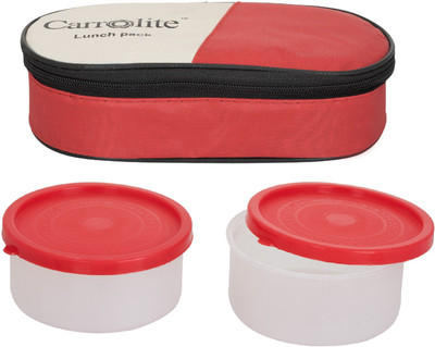 

Carrolite Century Red -White 2 Containers Lunch Box(400 ml), Multicolor