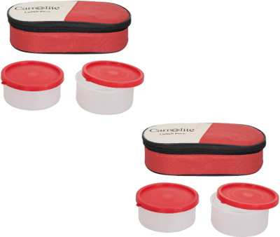 

Carrolite Combo Century Red -White Plastic 4 Containers Lunch Box(800 ml), Multicolor