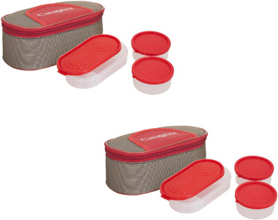

Carrolite Combo Century Large Red-Brown Plastic 6 Containers Lunch Box(1300 ml), Multicolor