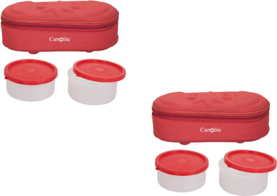 

Carrolite Combo Century Stylish Red Plastic 4 Containers Lunch Box(800 ml), Multicolor