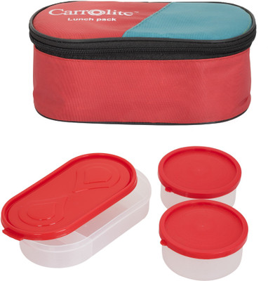 

Carrolite Century Red 3 Containers Lunch Box(650 ml), Multicolor