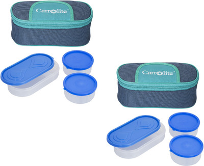 

Carrolite Combo Century Large Blue-Green Plastic 6 Containers Lunch Box(1300 ml), Multicolor