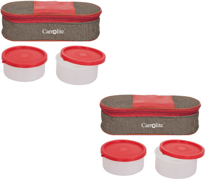 

Carrolite Combo Century Red-Brown Plastic 4 Containers Lunch Box(800 ml), Multicolor