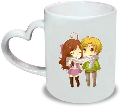 

HuppmeGift Adventure Heart Handle Ceramic Mug(350 ml), White