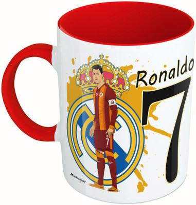 

MiiCreations Printed Two Tone Red And White Ronaldo Football Club Ceramic Mug(325 ml)