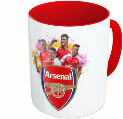 

MiiCreations Printed Two Tone Red And White Arsenal Players Ceramic Mug(325 ml)