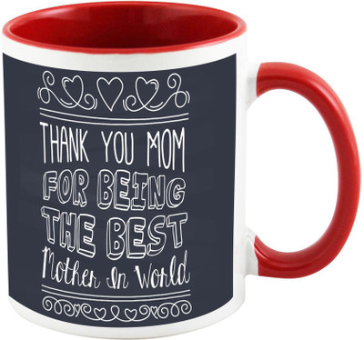 

AllUPrints Lovely Art with Flowers Red Ceramic Mug(325 ml), Multicolor