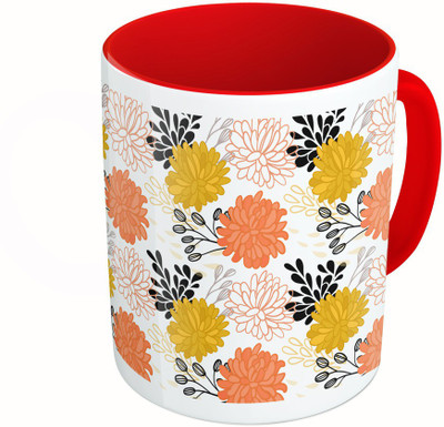 

MiiCreations Printed Two Tone Red And White Flowers Pattern Ceramic Mug(325 ml)