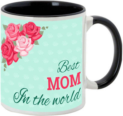 

AllUPrints Beautiful Ribbon Design happy Mother Day Black Ceramic Mug(325 ml), Multicolor