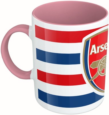 

MiiCreations Printed Two Tone Pink And White Football Club Ceramic Mug(325 ml)