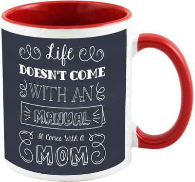 

AllUPrints Beautiful Heart With Best Mum Red Ceramic Mug(325 ml), Multicolor