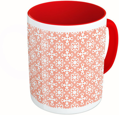 

MiiCreations Printed Two Tone Red And White Red Pattern Ceramic Mug(325 ml)