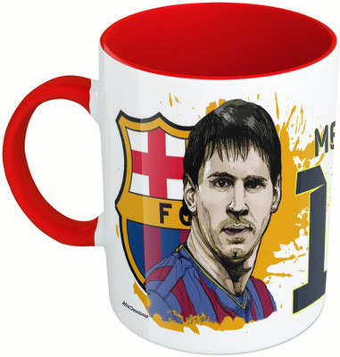 

MiiCreations Printed Two Tone Red And White Messi Ceramic Mug(325 ml)