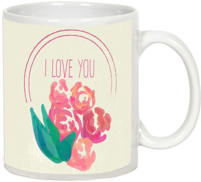 

AllUPrints I Love You So Much MOM White Ceramic Mug(325 ml), Multicolor