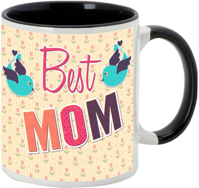 

AllUPrints Best Mom In the World Black Ceramic Mug(325 ml), Multicolor