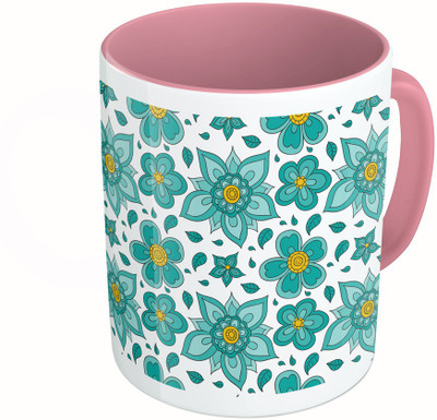 

MiiCreations Printed Two Tone Pink And White Flower Pattern Ceramic Mug(325 ml)