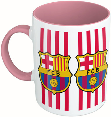 

MiiCreations Printed Two Tone Pink And White Barcelona Football Ceramic Mug(325 ml)