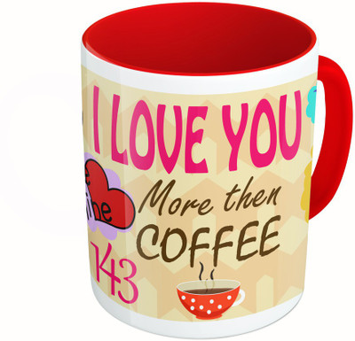 

MiiCreations Printed Two Tone Red And White Valentine Collarge Ceramic Mug(325 ml)