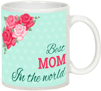 

AllUPrints Beautiful Ribbon Design happy Mother Day White Ceramic Mug(325 ml), Multicolor