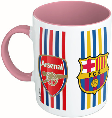 

MiiCreations Printed Two Tone Pink And White Football Clubs Ceramic Mug(325 ml)